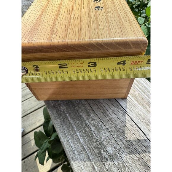 Lg Pet Cremation Urn Inlay Paw Print Wood Box Cat Dog Ashes Memorial Chest 10” - Picture 11 of 13